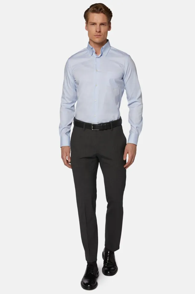 Men Boggi Milano Trousers Washable Wool Stretch Trousers Charcoal Men Boggi Milano Trousers Washable Wool Stretch Trousers Charcoal