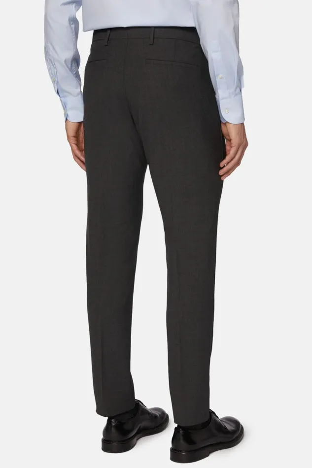 Men Boggi Milano Trousers Washable Wool Stretch Trousers Charcoal Men Boggi Milano Trousers Washable Wool Stretch Trousers Charcoal