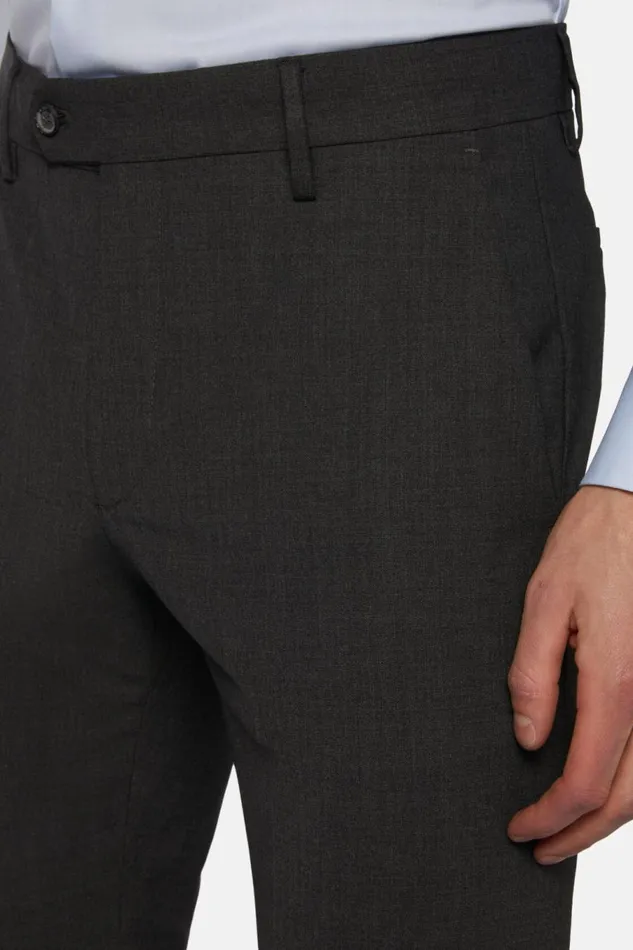 Men Boggi Milano Trousers Washable Wool Stretch Trousers Charcoal Men Boggi Milano Trousers Washable Wool Stretch Trousers Charcoal