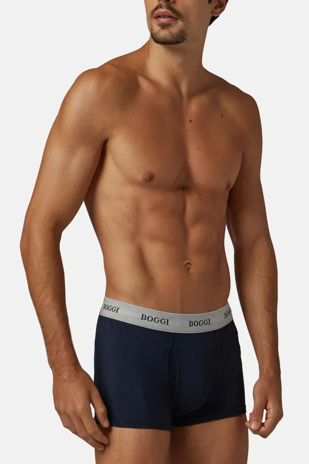 Men Boggi Milano Underwear And Pajamas Stretch Cotton Jersey Boxer Shorts Navy Blue Men Boggi Milano Underwear And Pajamas Stretch Cotton Jersey Boxer Shorts Navy Blue