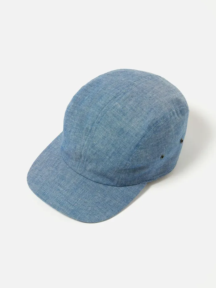 Men Cableami 4 Panel Cap In Indigo 5oz Chambray Universal Works Hats