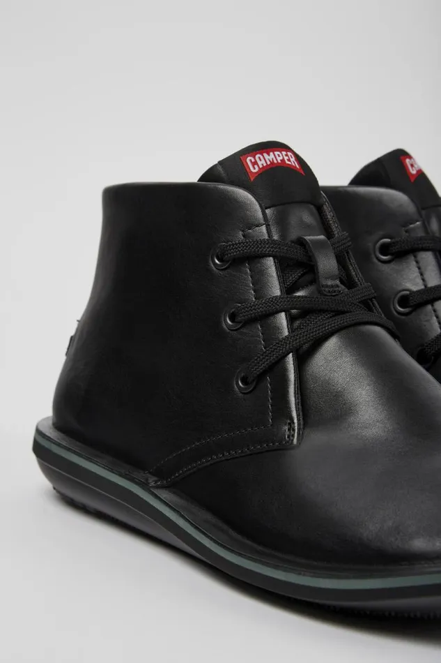 Men Camper Ankle Boots Beetle Black Leather Ankle Boots