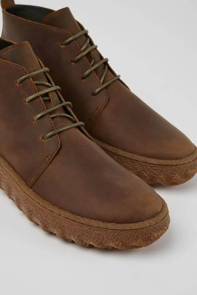 Men Camper Ankle Boots Ground MICHELIN Brown Lace Up Ankle Boot