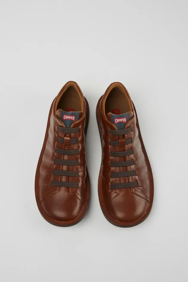 Men Camper Casual Shoes Beetle Brown Leather Shoes