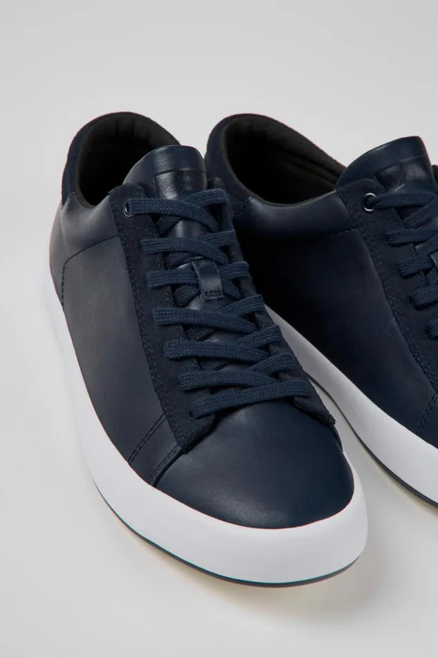 Men Camper Sneakers Andratx Blue Leather And Nubuck Sneakers