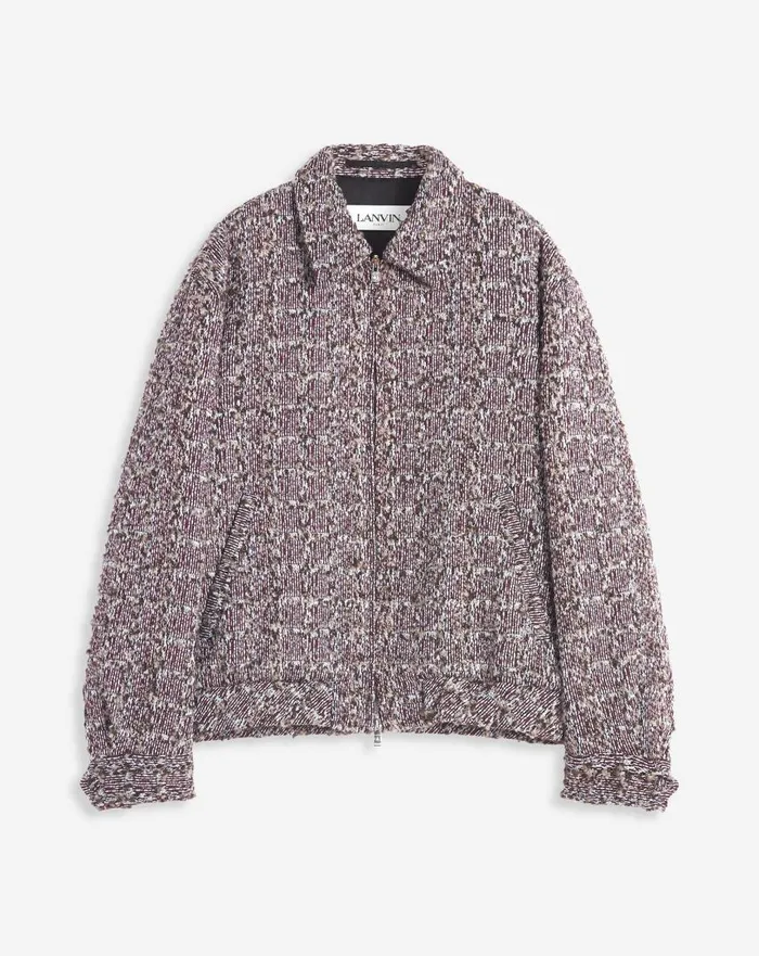 Men Coats and Jackets Lanvin Unisex Textured Jacket Burgundyblue