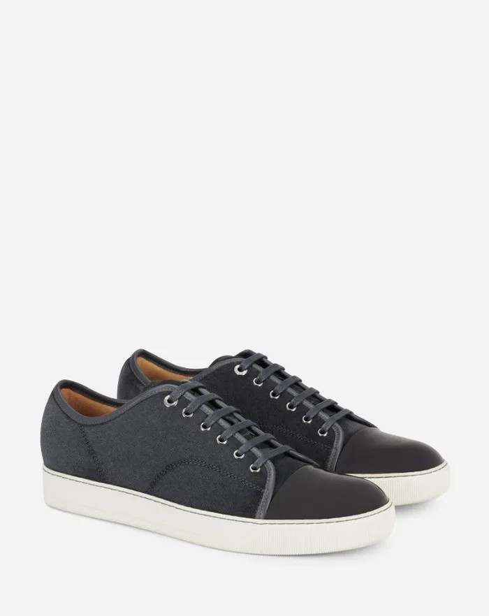 Men DBB1 Lanvin Dbb1 Suede And Patent Leather Sneakers Grey