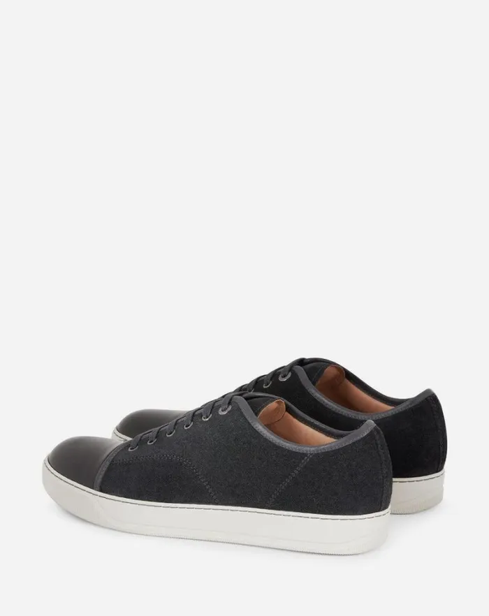 Men DBB1 Lanvin Dbb1 Suede And Patent Leather Sneakers Grey