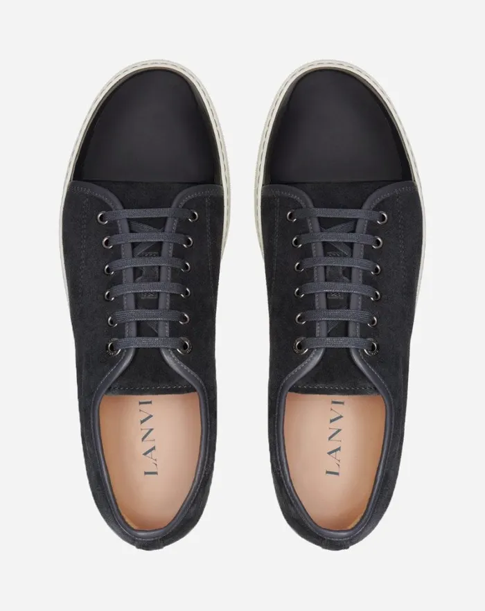 Men DBB1 Lanvin Dbb1 Suede And Patent Leather Sneakers Grey