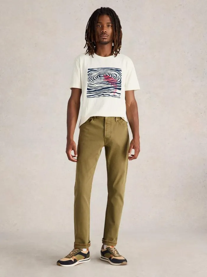 Men Jeans White Stuff Eastwood Garment Dye Jean Khaki Green