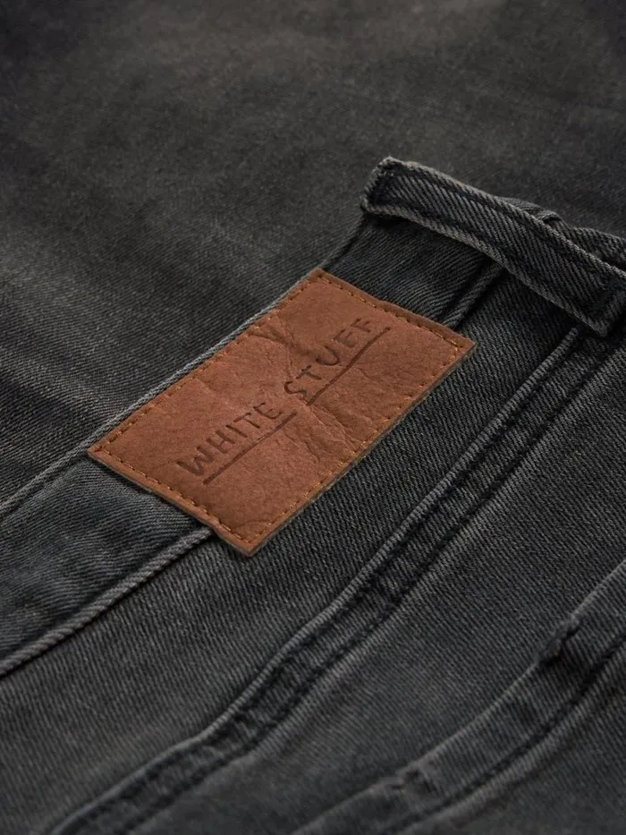Men Jeans White Stuff Eastwood Straight Jean Zip Fly Washed Black
