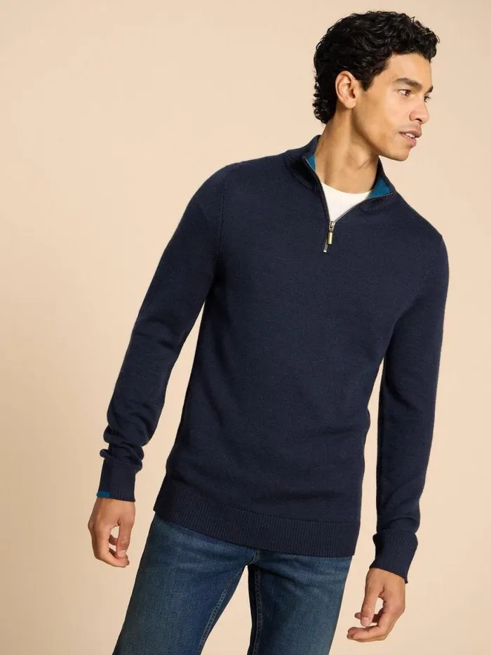 Men Knitwear White Stuff Newport Wool Merino Jumper Dark Navy