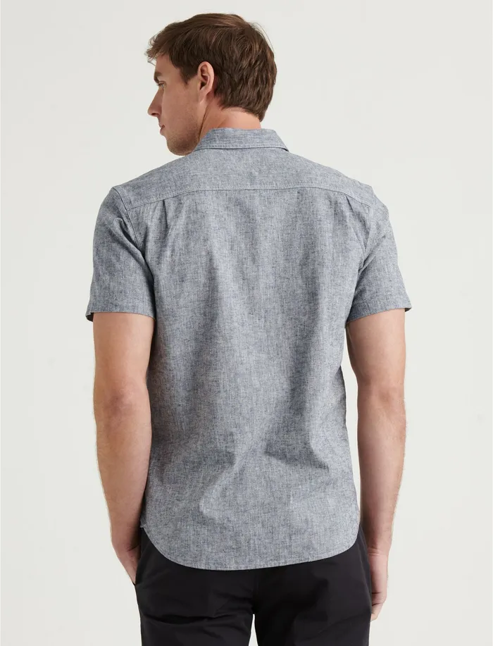 Men Linen Short Sleeve Jaybird Shirt Chambray ButtonDowns Lucky Brand