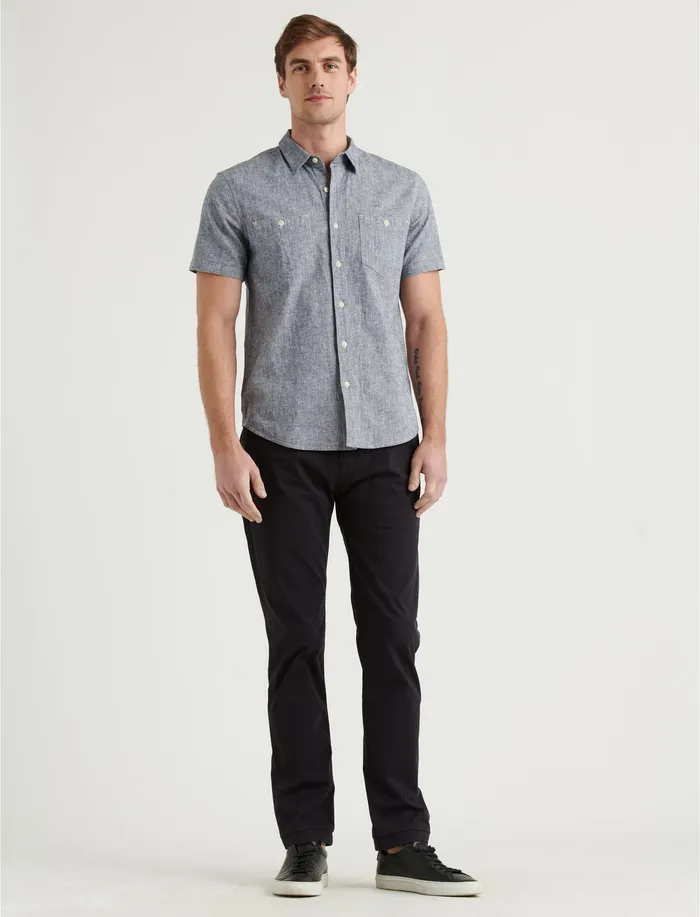 Men Linen Short Sleeve Jaybird Shirt Chambray ButtonDowns Lucky Brand