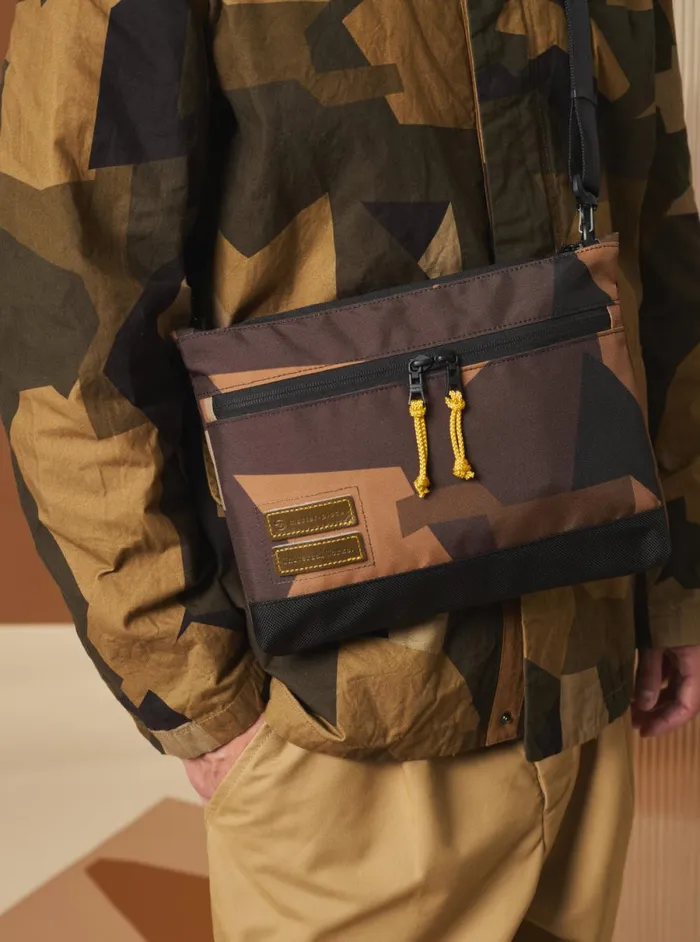 Men MasterPiece X Universal Works Shoulder Bag In Camo Recycled Tech Canvas Universal Works Bags