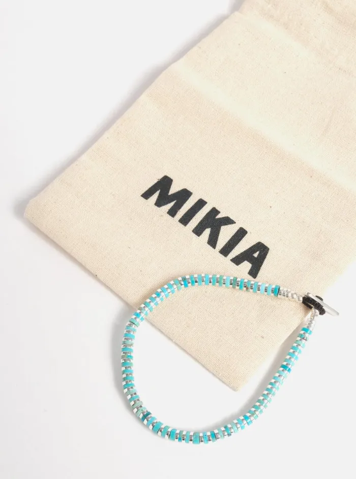 Men Mikia Heishi Bracelet In TurquoiseHematiteSterling Silver Universal Works Jewellery