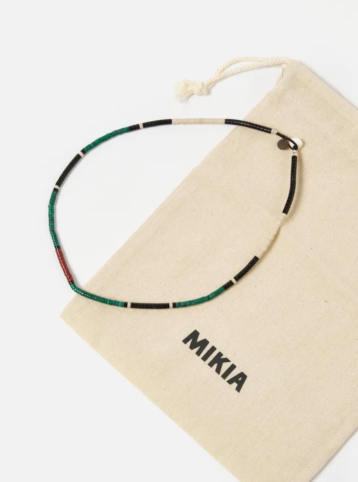 Men Mikia Necklace Heishi Beads In MalachiteJet Universal Works Jewellery
