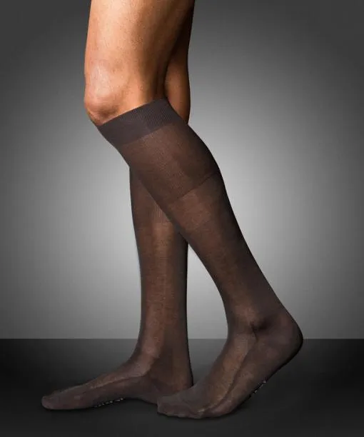 Men No 9 Pure Fil Dcosse Men Kneehigh Socks Brown FALKE Knee High Socks