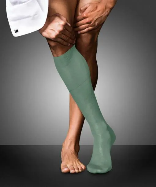 Men No 9 Pure Fil Dcosse Men Kneehigh Socks Sage FALKE Knee High Socks