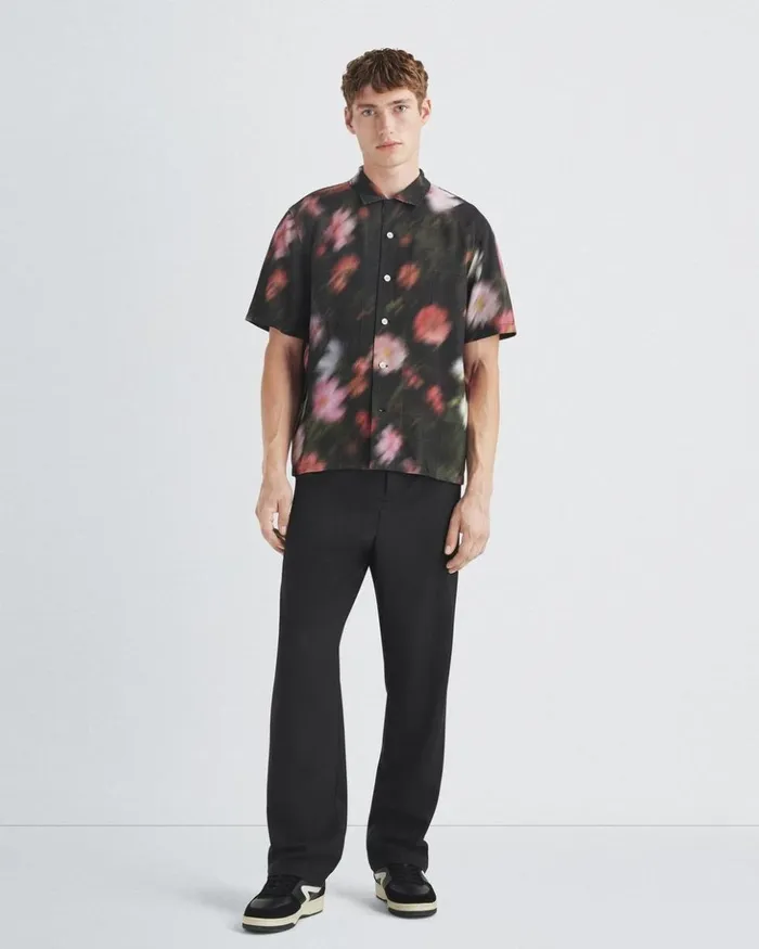 Men Rag 038 Bone Shirts Avery Printed Viscose Shirt Blackfloral