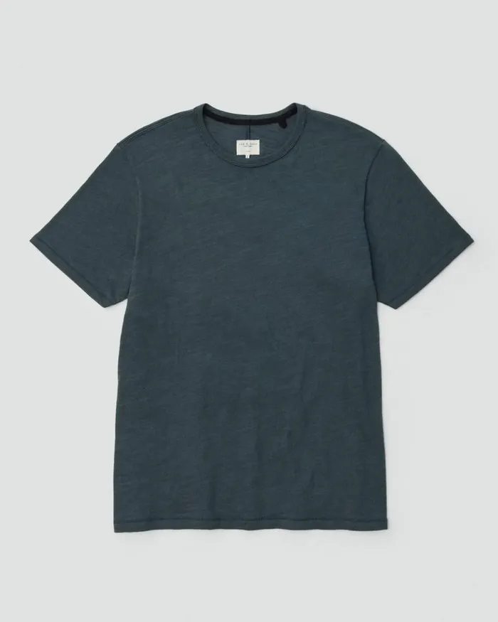 Men Rag 038 Bone TShirts Classic Flame Tee Shadow Green