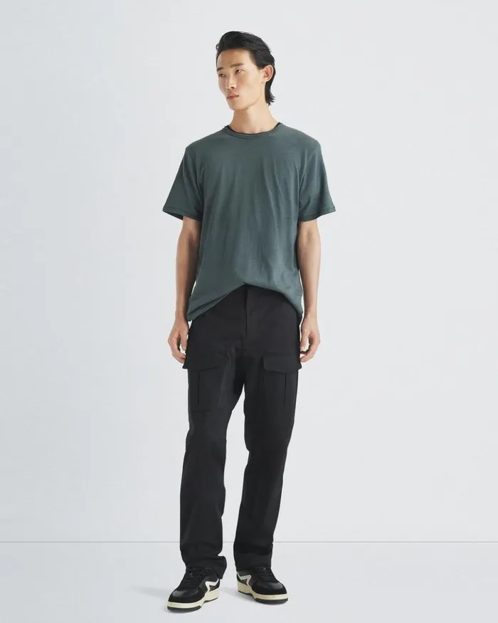 Men Rag 038 Bone TShirts Classic Flame Tee Shadow Green