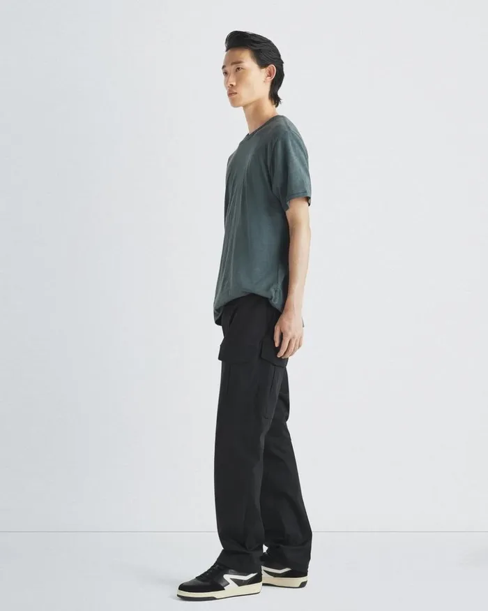 Men Rag 038 Bone TShirts Classic Flame Tee Shadow Green