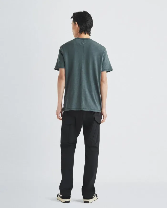 Men Rag 038 Bone TShirts Classic Flame Tee Shadow Green