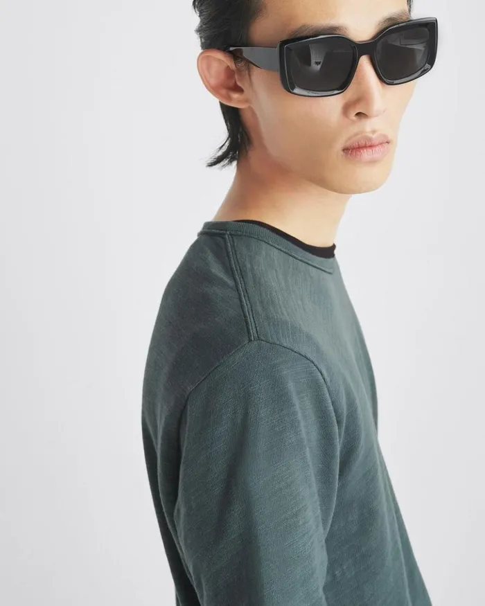 Men Rag 038 Bone TShirts Classic Flame Tee Shadow Green