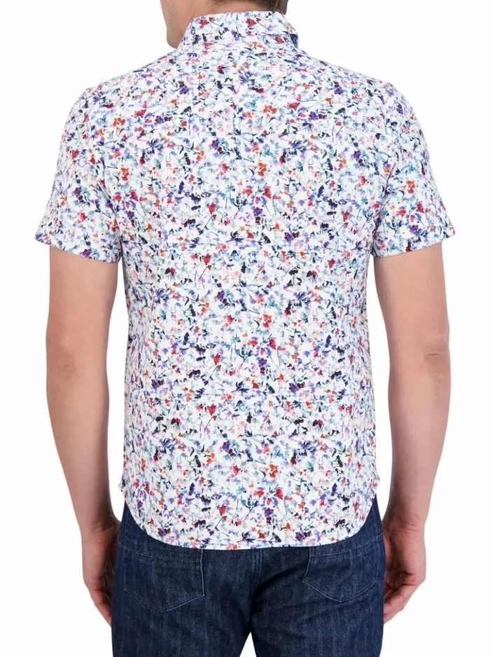 Men Robert Graham Button Down Shirts Bavaro Motion Short Sleeve Knit Shirt Multi