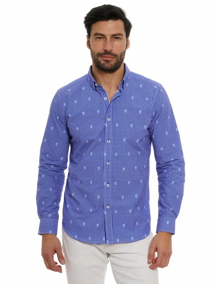 Men Robert Graham Button Down Shirts Bryson Long Sleeve Button Down Shirt Blue