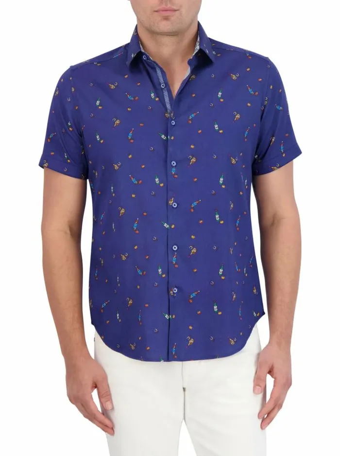 Men Robert Graham Button Down Shirts GoodNight Short Sleeve Button Down Shirt Classic