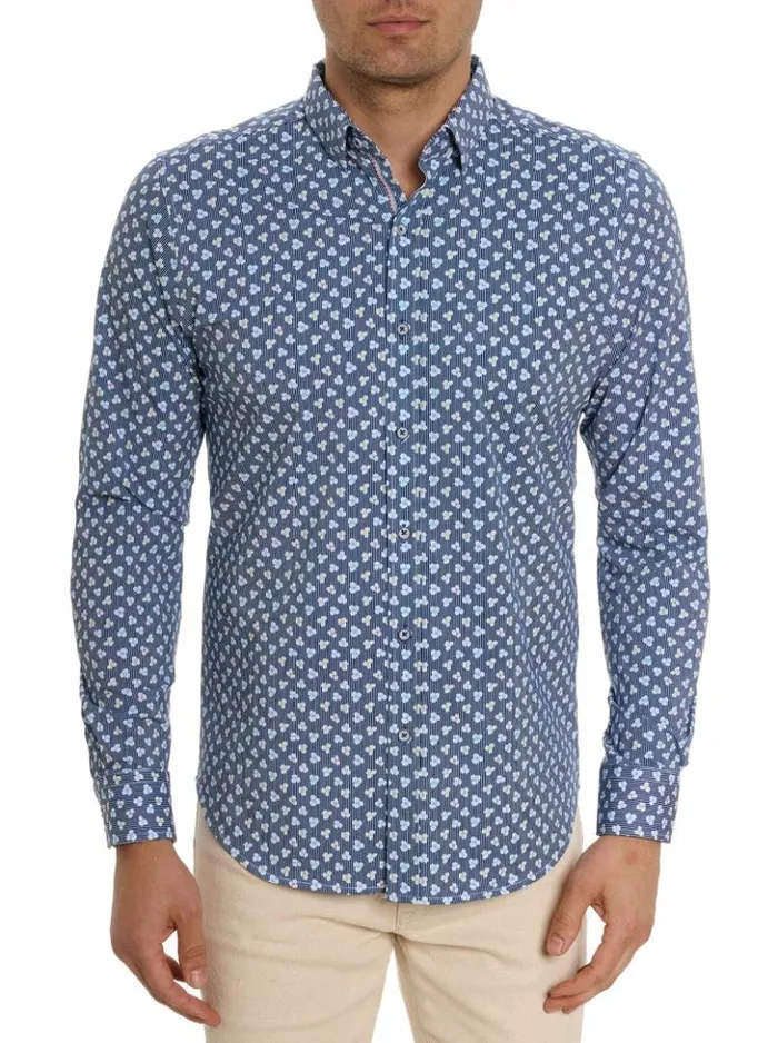 Men Robert Graham Button Down Shirts Senan Long Sleeve Knit Shirt Multi