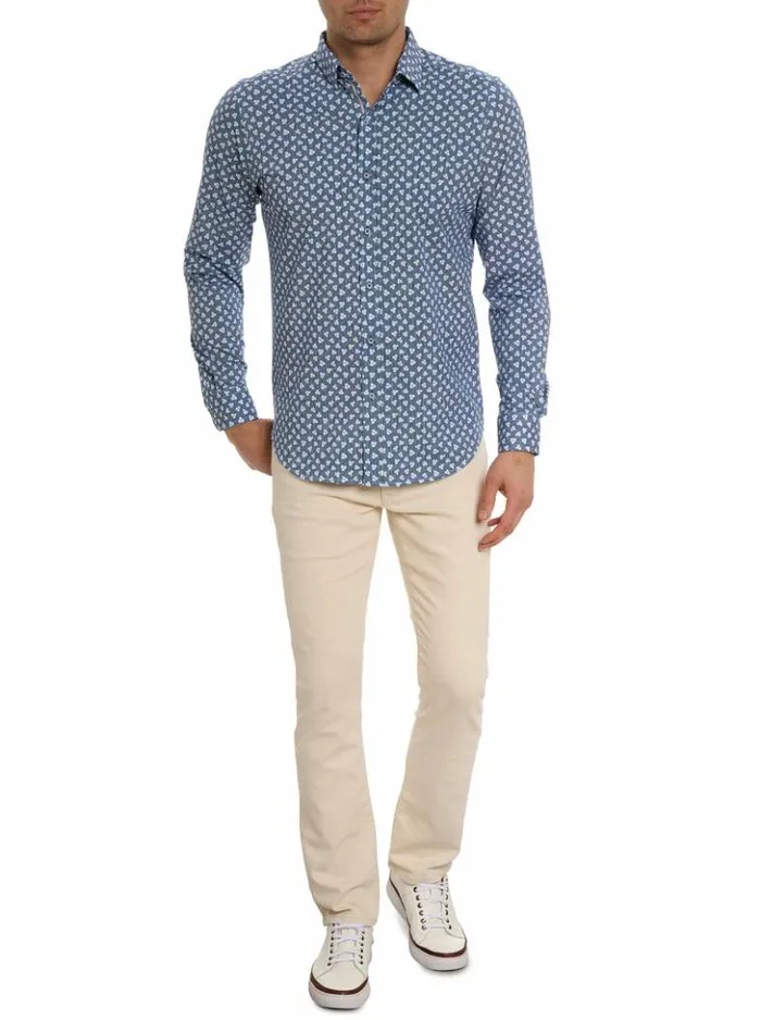 Men Robert Graham Button Down Shirts Senan Long Sleeve Knit Shirt Multi