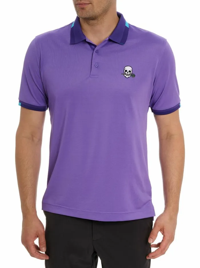 Men Robert Graham Polos and TShirts Skull Rose Polo Purple