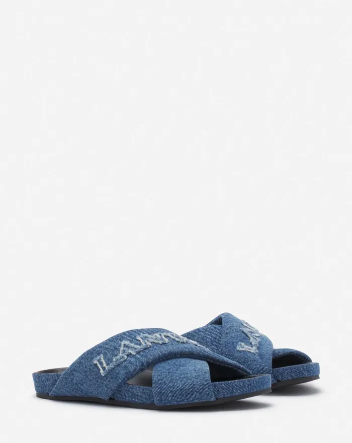Men Sandals Lanvin Lanvin Tinkle Sandals In Denim Denim Blue Men Sandals Lanvin Lanvin Tinkle Sandals In Denim Denim Blue