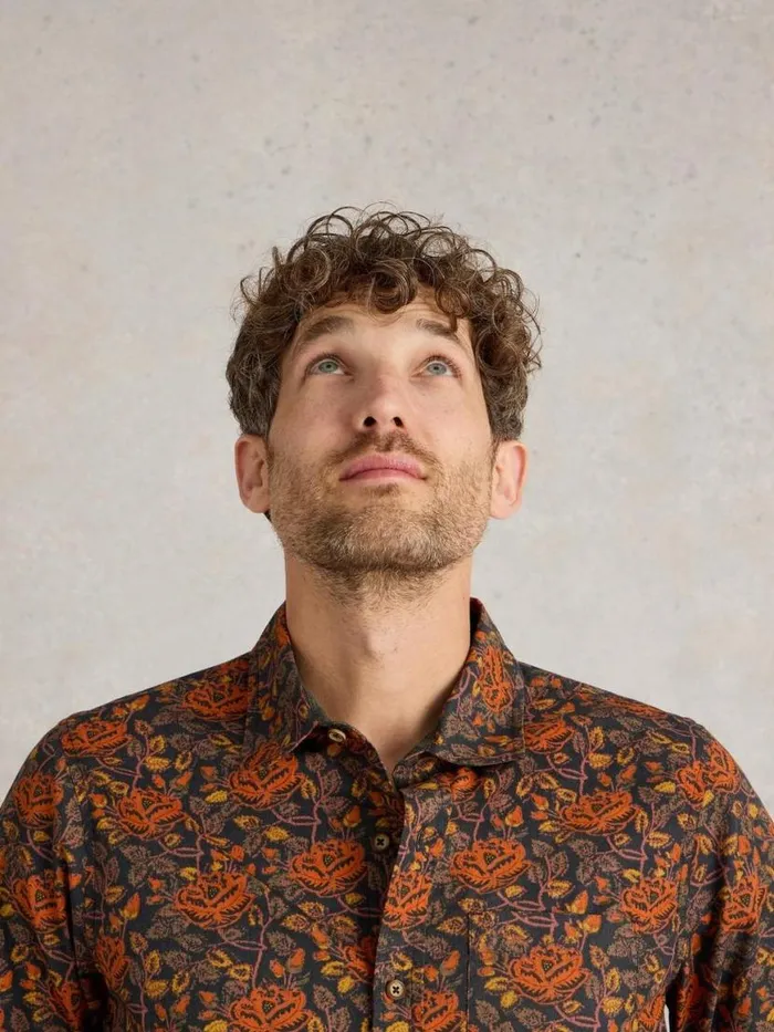 Men Shirts White Stuff Block Floral Printed Shirt Brown Multi Men Shirts White Stuff Block Floral Printed Shirt Brown Multi