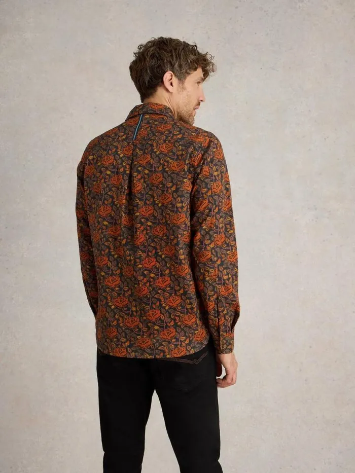 Men Shirts White Stuff Block Floral Printed Shirt Brown Multi Men Shirts White Stuff Block Floral Printed Shirt Brown Multi