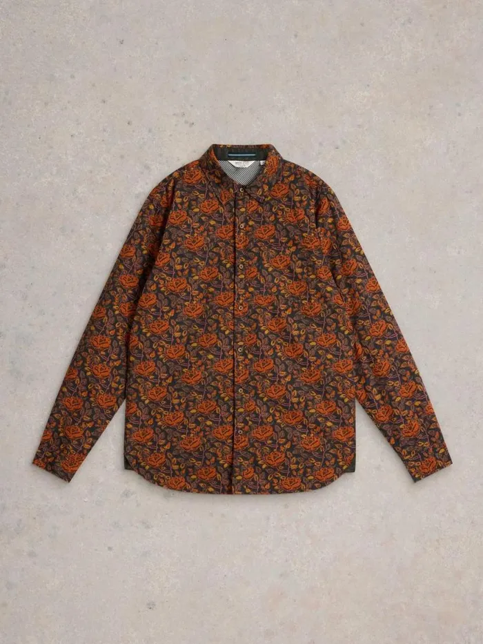 Men Shirts White Stuff Block Floral Printed Shirt Brown Multi Men Shirts White Stuff Block Floral Printed Shirt Brown Multi