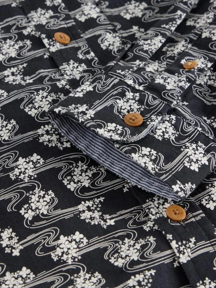 Men Shirts White Stuff Floral Ripple Printed Shirt Black Multi Men Shirts White Stuff Floral Ripple Printed Shirt Black Multi