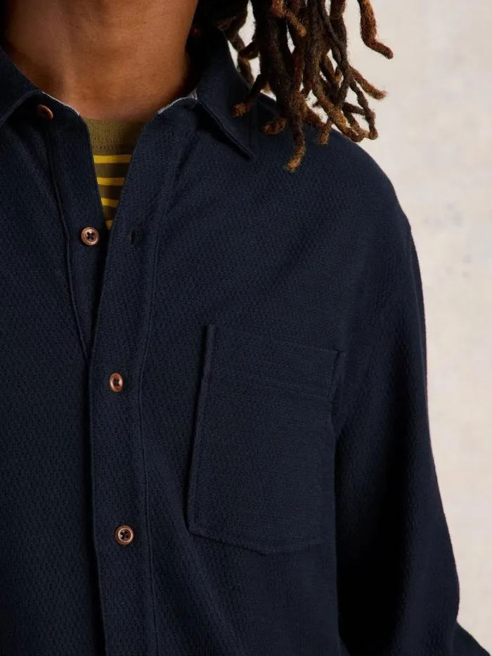 Men Shirts White Stuff Textured Jersey Shirt Dark Navy