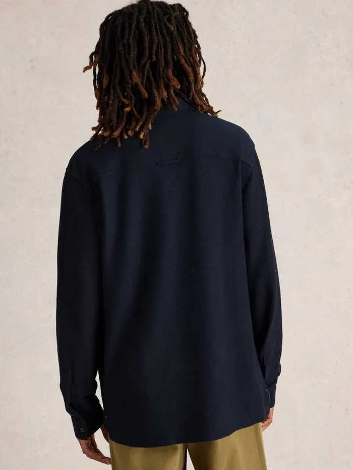 Men Shirts White Stuff Textured Jersey Shirt Dark Navy