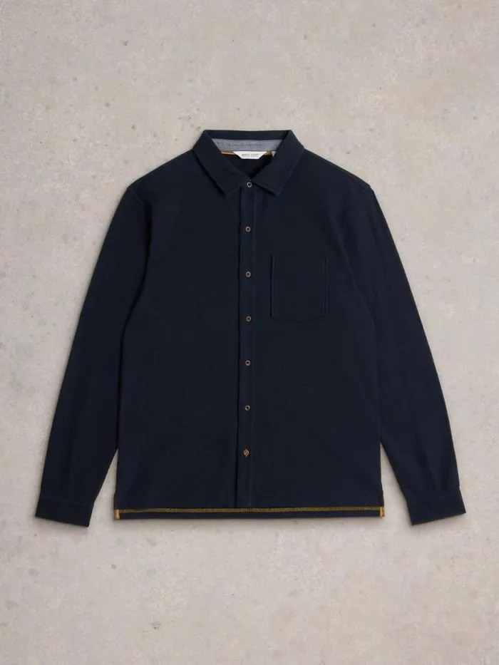 Men Shirts White Stuff Textured Jersey Shirt Dark Navy