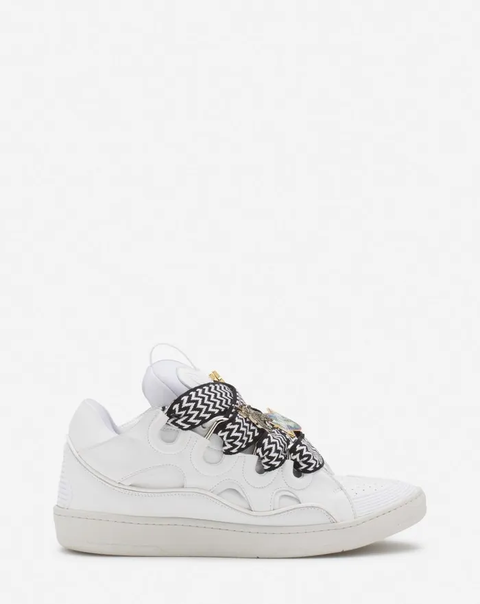 Men Sneakers Lanvin Lanvin X Future Curb 30 Leather Sneakers For Men Whiteblack