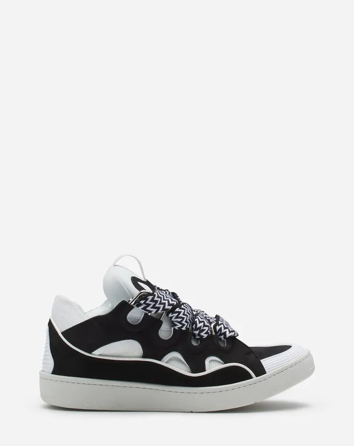 Men Sneakers Lanvin Leather Curb Sneakers Blackwhite
