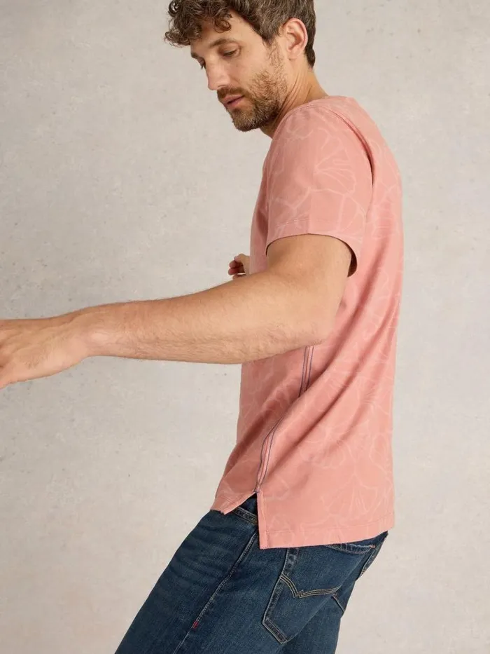 Men TShirts White Stuff Floral Printed Tee Pink Print Men TShirts White Stuff Floral Printed Tee Pink Print
