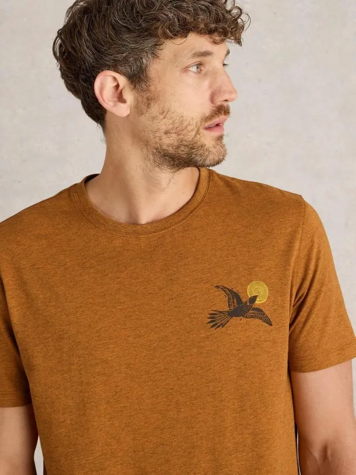 Men TShirts White Stuff Hawk Graphic Tee Orange Print Men TShirts White Stuff Hawk Graphic Tee Orange Print