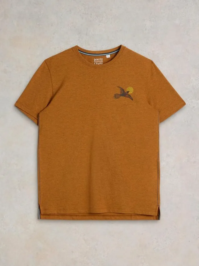 Men TShirts White Stuff Hawk Graphic Tee Orange Print Men TShirts White Stuff Hawk Graphic Tee Orange Print