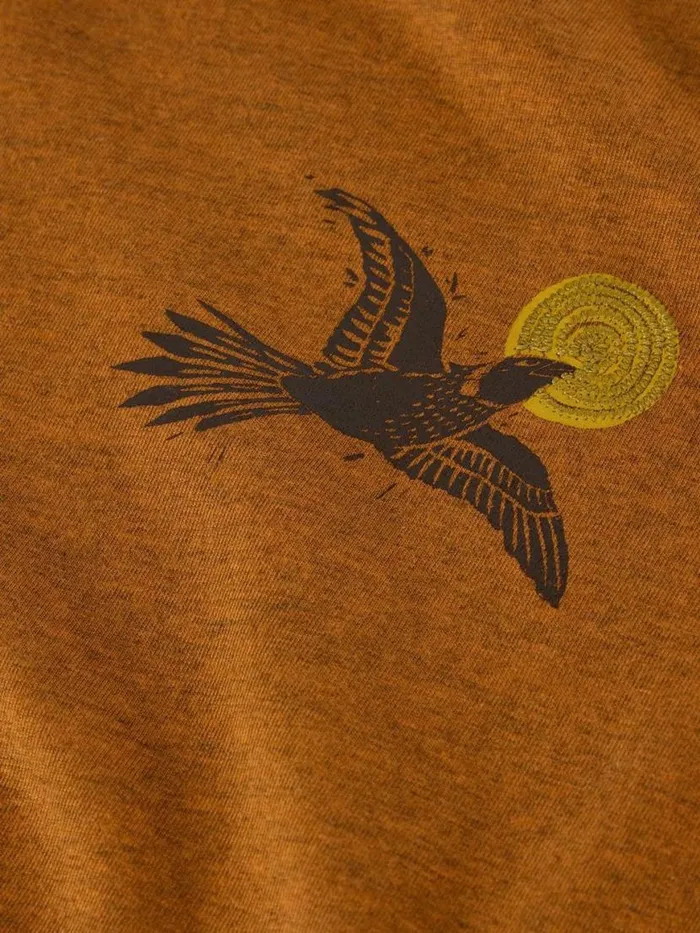 Men TShirts White Stuff Hawk Graphic Tee Orange Print Men TShirts White Stuff Hawk Graphic Tee Orange Print