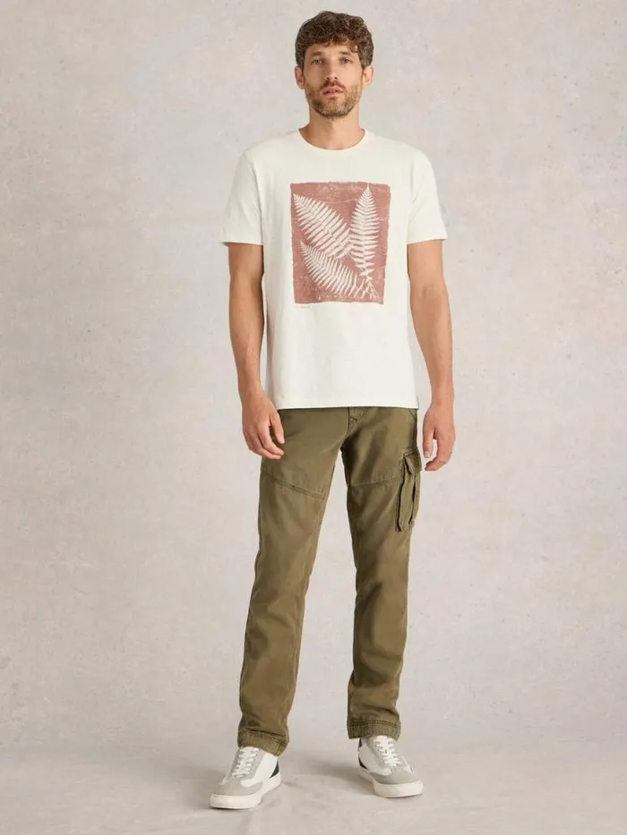 Men TShirts White Stuff Leaf Graphic Tee Natural Print